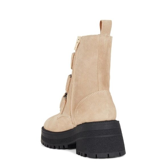 Free People 'Emmett' Velcro Tab Lug-Sole Suede Ankle Boots, Latte - Picture 3 of 5